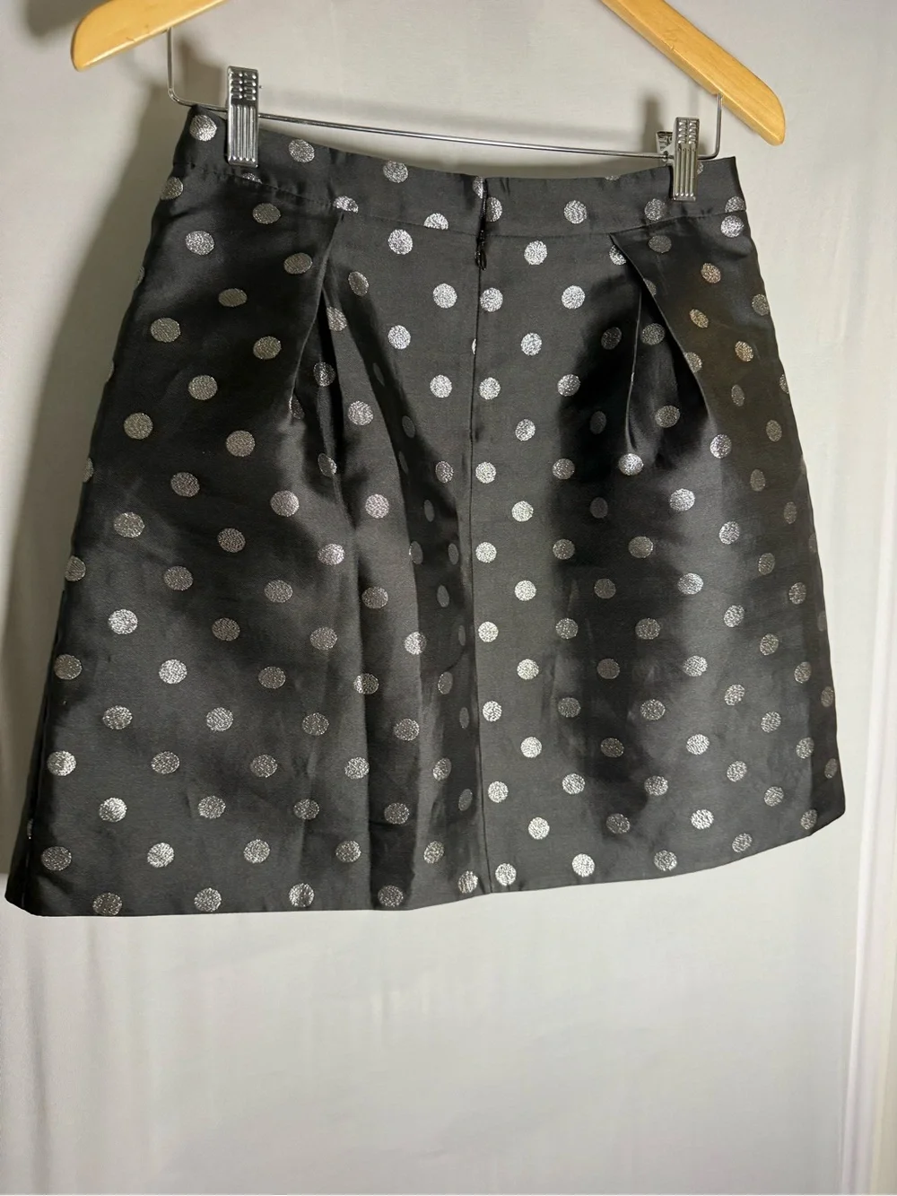 J.Crew Black & Silver Metallic Polka Dot A-Line Skirt Size 4